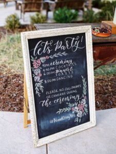 Custom signs for Oaks Pioneer Church weddings